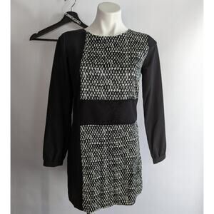 Samantha Leibowitz black and white print long sleeve dress sz Small New with Tag